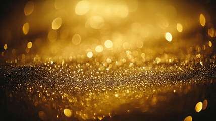 Luxury Golden Sparkling Light Trails on Black Background