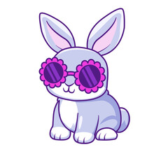 Cute Rabbit Cartoon Kawaii Sticker. Character Vector Illustration