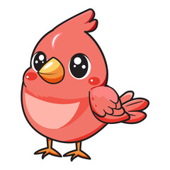 Cute Bird Cartoon Kawaii Sticker. Character Vector Illustration