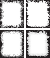 set of frames, A set of Curated Rustic Elegance grunge photo frame border with halftone dot trexture, Four Distinct Grunge Photo Frames with Unique Textures and Patterns for Artistic Masterpieces and 