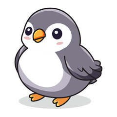 Cute Penguin Cartoon Kawaii Sticker. Character Vector Illustration