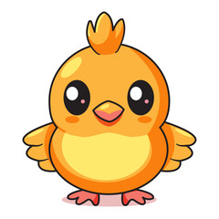 Cute Chick Cartoon Kawaii Sticker. Character Vector Illustration