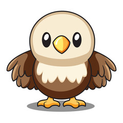 Fototapeta premium Cute Eagle Cartoon Kawaii Sticker. Character Vector Illustration
