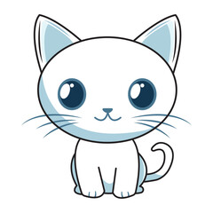Cute Cat Cartoon Kawaii Sticker. Character Vector Illustration