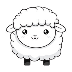 Cute Sheep Cartoon Kawaii Sticker. Character Vector Illustration