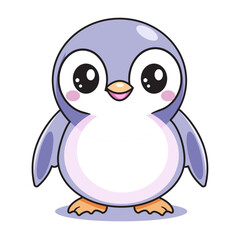 Cute Penguin Cartoon Kawaii Sticker. Character Vector Illustration