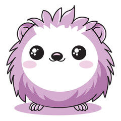 Cute Hedgehog Cartoon Kawaii Sticker. Character Vector Illustration