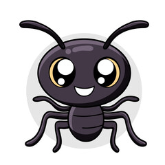 Cute Ant Cartoon Kawaii Sticker. Character Vector Illustration