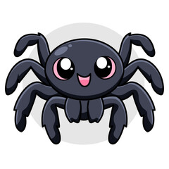 Cute Spider Cartoon Kawaii Sticker. Character Vector Illustration