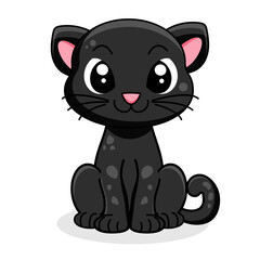 Cute Panther Cartoon Kawaii Sticker. Character Vector Illustration