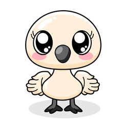 Cute Bird Cartoon Kawaii Sticker. Character Vector Illustration