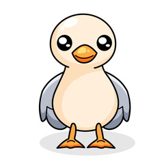 Cute Bird Cartoon Kawaii Sticker. Character Vector Illustration