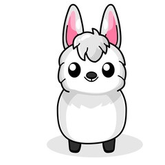 Cute Alpaca Cartoon Kawaii Sticker. Character Vector Illustration
