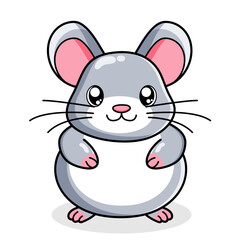 Cute Mouse Cartoon Kawaii Sticker. Character Vector Illustration