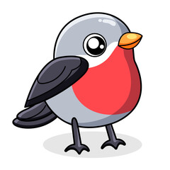 Cute Bird Cartoon Kawaii Sticker. Character Vector Illustration
