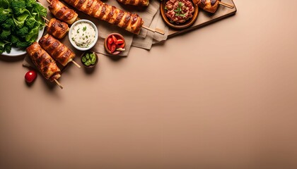 Appetizers with Creamy Dip and Salad
