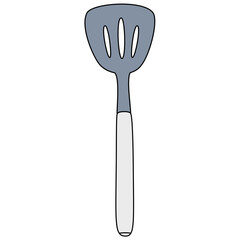 Slotted spatula with transparent background in a flat color cartoon style breakfast concept, illustration