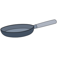 Frying pan with transparent background in a flat color cartoon style breakfast concept, illustration