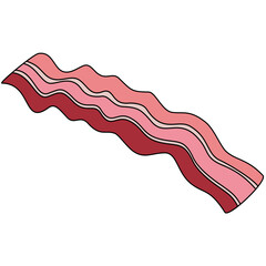 Bacon with transparent background in a flat color cartoon style breakfast concept, illustration
