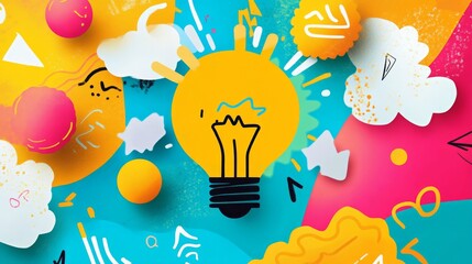 Unique creativity concept fueled by brainstorming, featuring vibrant visuals and abstract patterns to represent the power of unconventional ideas and the spark of creative energy in an engaging
