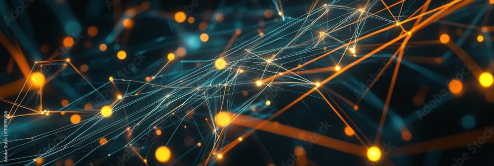 Poster dynamic abstract light trails in futuristic digital network