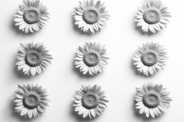 Grayscale Minimalist Sunflower Pattern Design