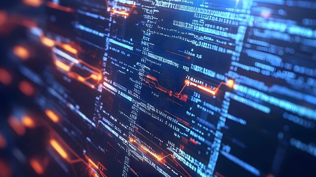 A futuristic depiction of smart contracts, visually representing self-executing agreements with code snippets and automated transactions flowing seamlessly