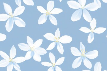 Fototapeta premium Delicate White Flowers on Soft Blue Background