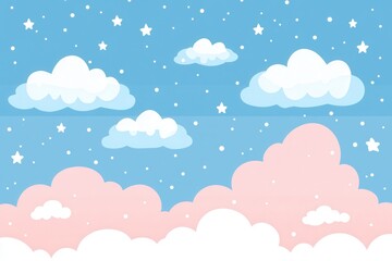 Obraz premium Soft Pastel Sky with Clouds and Stars Design