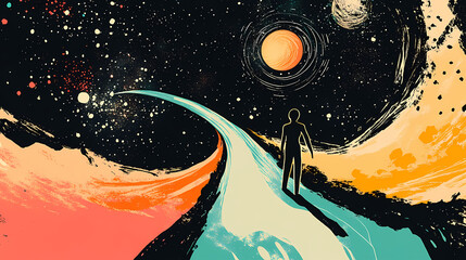 It moves gracefully through the cosmic void a symbol of humanitys neverending quest for knowledge and understanding. Void. Illustration