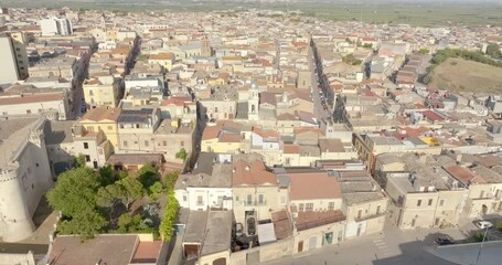 erial view of houses and buildings in Torremaggiore located in Puglia, Italy. It is a small town in the province of Foggia.