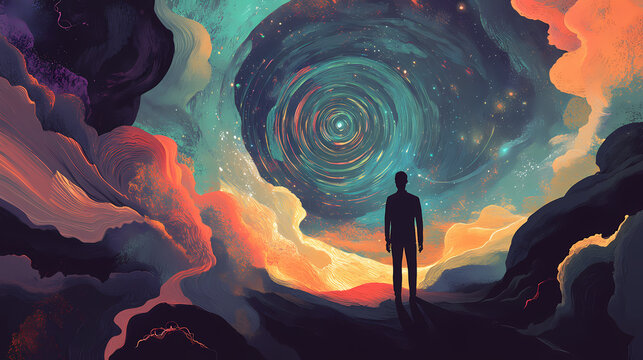 It moves gracefully through the cosmic void a symbol of humanitys neverending quest for knowledge and understanding. Void. Illustration