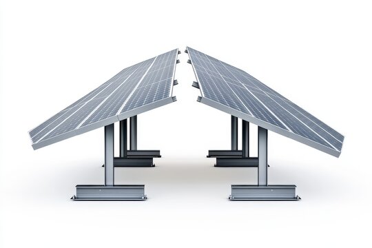 recommend clip art: A pair of modern solar panels standing on a sleek metal frame isolated on a white background