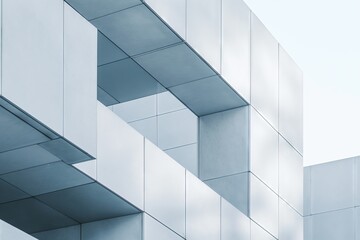 Obraz premium Minimalist Architectural Composition of Stone Cuboids with Glass Windows