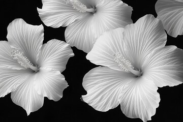 Elegant Grayscale Hibiscus Patterns for Artistic Use