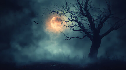 Obraz premium Spooky halloween background with real smoke exploding outwardly from a void, thick fog swirling dramatically, creating a chilling and mysterious effect. Void. Illustration