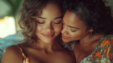 Intimate moment between two women indoor space lifestyle photography