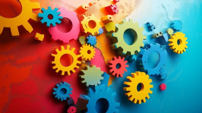 Collaborative artistic creativity vibrant colors intricate textures bold shapes representing innovation teamwork and the synthesis of diverse ideas into a powerful visual concept