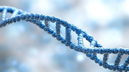 Close-up of a detailed 3D rendered DNA double helix.