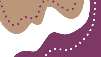 Minimalist abstract artwork featuring flowing shapes in beige and purple, accented by dotted lines, creating a modern design.