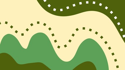 Abstract artwork featuring wavy shapes in shades of green and beige, accented with dotted lines, creating a modern and natural look.