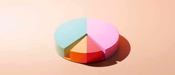 Obraz premium A brightly colored pie chart on a pastel background, representing data in a simple and visually engaging manner.