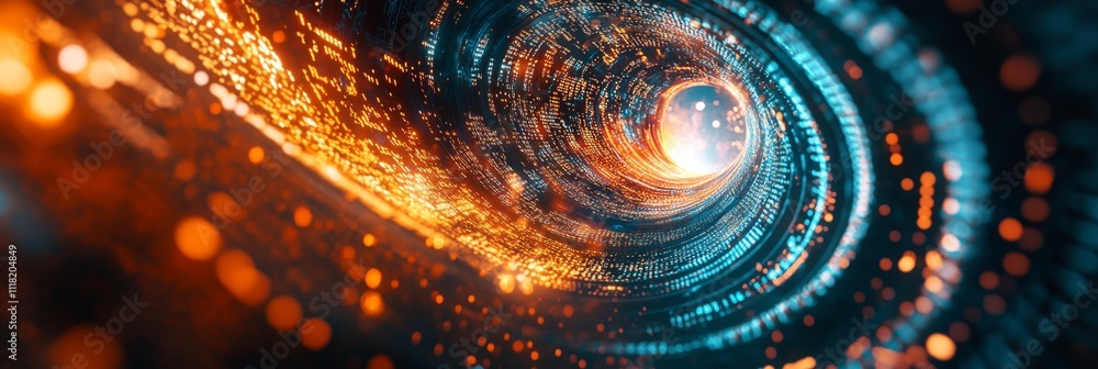Poster futuristic tunnel with glowing lights and vivid color patterns