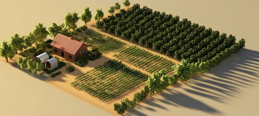 Tranquil Farmland: An Aerial View of a Serene Rural Landscape