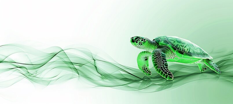 Abstract turtle outline swirling water shapes natural curves providing open areas for themes of endurance and wisdom