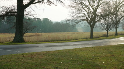 The valley Forge view with the meadows and woods in the USA
