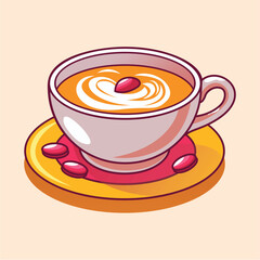 A vector illustration a cup of coffee with a coffee on the top