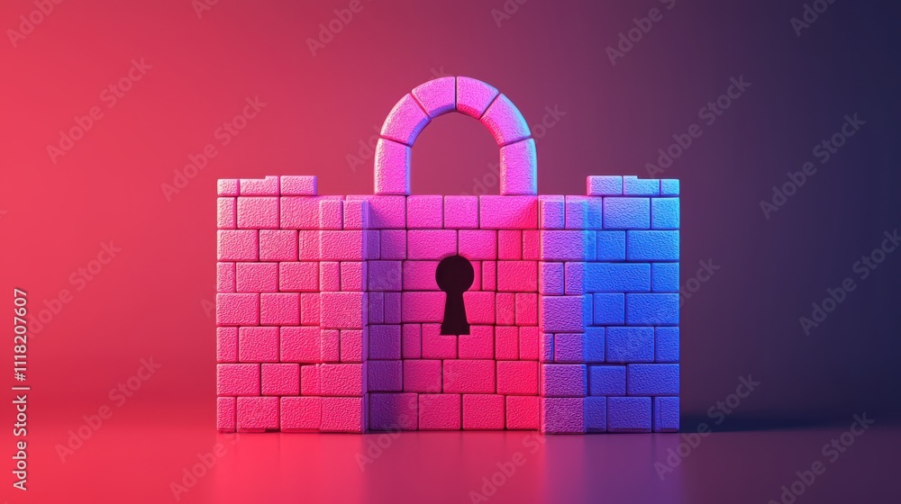 Aufkleber digital representation of secure network with colorful padlock design, symbolizing safety and protec