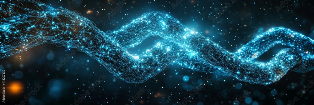 Poster futuristic blockchain technology digital network background