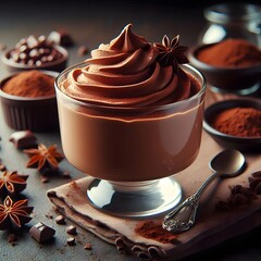 Mocha Mousse.  This is a chocolate-brown shade, which is presented in the form of a whipped dessert in a glass bowl, which conveys a feeling of lightness